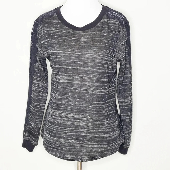 Rebecca Taylor Black & Gray Lace Detail Sweater XS - Picture 2 of 8